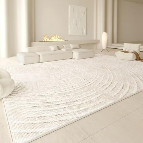 ROSURUG Bettbank Schlafzimmer Balkonteppich 180X260CM Helle Farbe rundes Muster Wohnzimmer bequemer Teppich rutschfest antiallergisch waschbar Deko Kinderzimmer Mädchen Wohnzimmerdeko Grau