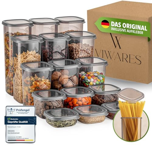Viwares Vorratsdosen mit Deckel Luftdicht, 15er Vorratsbehälter Set BPA-Frei, Vorratsdose zur Müsli Mehl Aufbewahrung Küche, Praktische Organizer Küche, Frischhaltedosen für Lebensmittelaufbewahrung