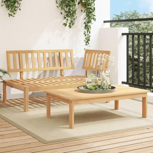 WKIEQACO Outdoor-Sitzgruppe, Outdoor-Sofas, Garten-Paletten-Sofa-Set, 2-teilig, Massivholz, Akazie
