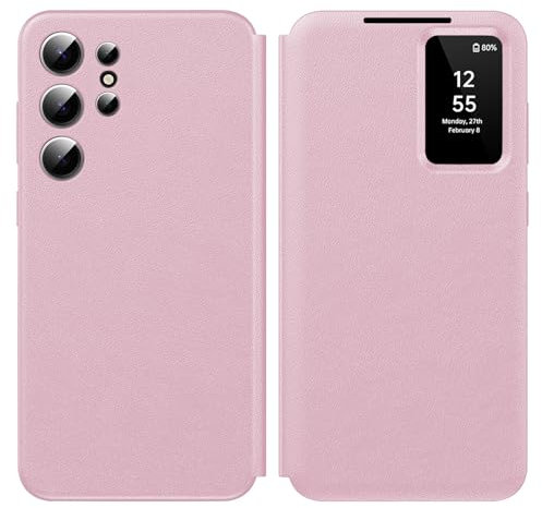 Étui de protection pour Samsung S22 Ultra Smart View, portefeuille pour Samsung Galaxy S22 Ultra - Clear View - Rabat miroir - Compartiment pour cartes - Fenêtre de visualisation - Galaxy S22 Ultra 5G