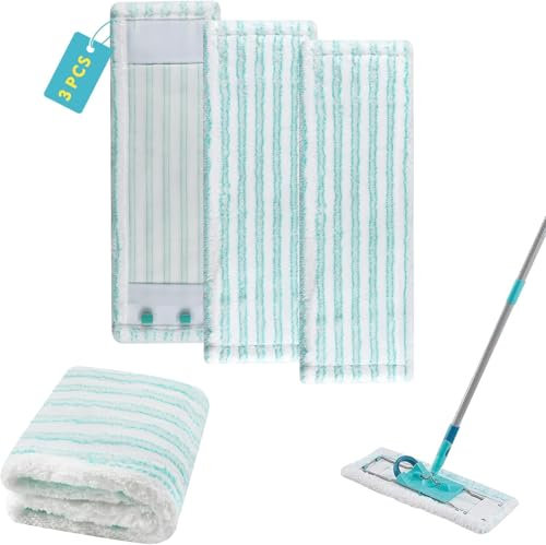 Leifheit Profi XL Micro Duo Lot de 3 serpillères en microfibre pour balai Leifheit Profi XL Cotton Plus avec manches de rechange