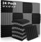 24 Pack Sound Proofing Acoustic Wall Panels, 2 X 12 X 12 / 5 X 30 X 30 CM Curved Acoustic Foam Panels, Soundproofing Foam Panels, Sound Absorbing Panels For Studio, Home, Offices, Black+Grey