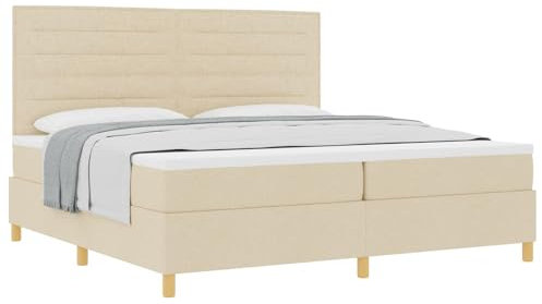 vidaXL Creme Stoff rechteckiger Bettrahmen 200 X cm minimalistisches Design texturiert zeitgenössisch Schlafzimmermöbel für Erwachsene Holz modern schick für drinnen