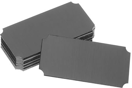sourcing map 12 Pcs Blank Name Plates, 2 x 1 Engraved Metal Name Plate Laser Strong Adhesive Nameplate Anodized Aluminium Custom Blank Plates for Signs DIY Crafts, Black Notched Corner
