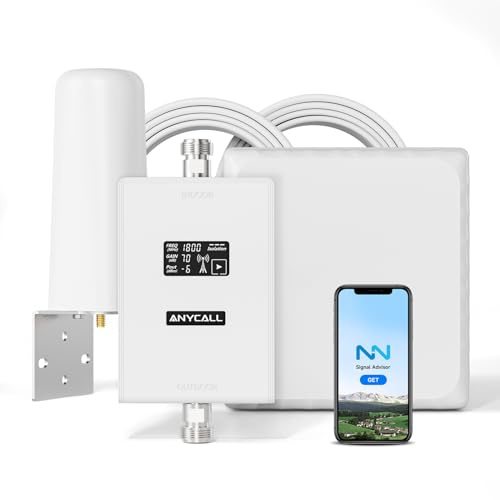 ANYCALL Amplificador Señal Movil para Banda 3/20, Amplificador de Cobertura Movil para Casa Oficina Sótano, Boost 4G LTE 3G gsm 2G para Orange Más Yoigo etc., Recibe Señales Desde 360 Grados