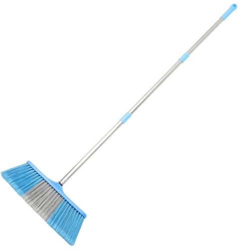 BESTYASH Grande Scopa Dura Manico in Metallo, Spazzola Resistente per La Pulizia della Casa, per Pavimenti in Legno, Piastrelle e Cemento, Scopa Senza Chinarsi per Uso Domestico