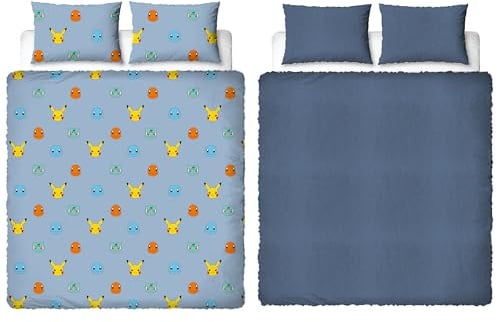Pokemon Official Double Fleece Duvet Cover Set | Super Soft and Warm | Official Gaming Merchandise Bedding | Reversible 2 Sided Winter Cosy Kids Bedding Cover Including Matching Pillow Cases