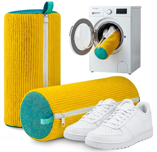 2 Pack Shoe Washing Machine Bag – Premium Trainer Washing Machine Bag for Sneakers & Trainers - Heavy Duty Mesh Trainer Laundry Bag with Microfiber Scrubbing & Zipper Protector