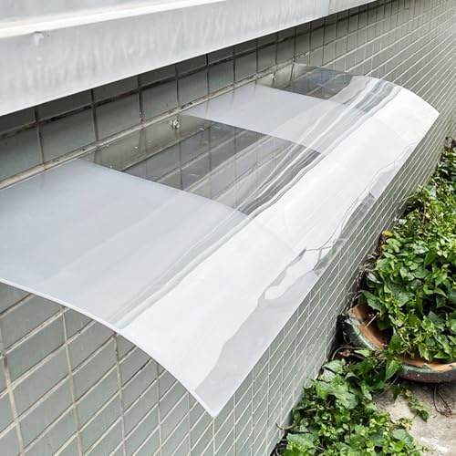 Marquise de Porte Exterieur, Auvent Porte d’entrée 90 100 120 130 150 200 CM avec Protection UV Contre la Pluie et la Neige, Polycarbonate Transparente/Opaque(Half Clear,140x44cm)