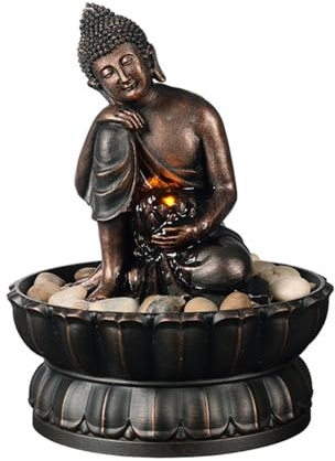 Tabletop Fountains Buddha Desktop Fountain Small Resin Ornaments Simple Home Decoration Zen Serenity Meditation Indoor Fountains