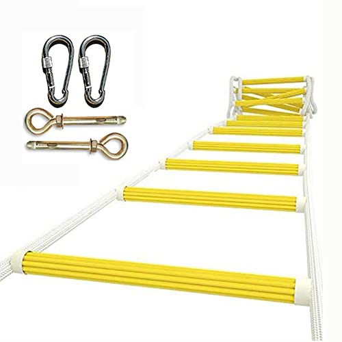 Échelle de secours en cas d'incendie - Échelle de sécurité antidérapante en corde de 10 m (33 pi) avec crochets - Solution de sécurité incendie à déploiement rapide pour la maison et le bure