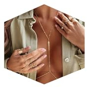 MIYUEFAN Körperketten für Frauen, Sexy Bauch Taille Kette Bikini BH Kette Strass Brustkette Sommer Strand Nachtclub Körper Zubehör Schmuck für Damen und Mädchen (Gold – Fischgräte)