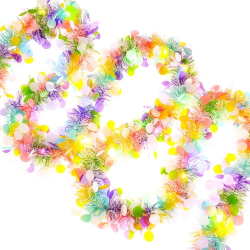 Ostergirlande mit Beleuchtung, Girlande Ostern, Oster Lichterkette, Ostereier Lichterkette, Bunte Girlande Frühling, Osterdekorationen für Geländer, Fenster, Wände und Außenbereich (10m)
