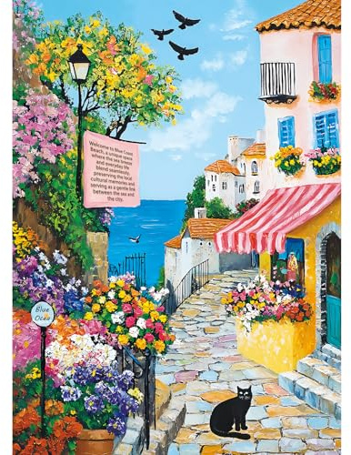 HUADADA Puzzle 1000 Teile Küstenstadt Puzzle Erwachsene Geschenk