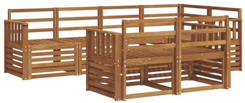 vidaXL Sofagarnituren 7 pcs Natur Massivholz Akazie, Garten-Sofa, modernes Outdoor-Sofa, langlebige Lounge, Bequeme Terassensitze für Dein Wohnzimmer