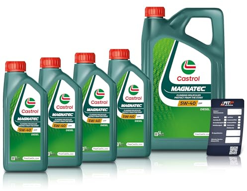4x 1 L + 5 L = 9 Liter Castrol Magnatec Diesel 5W-40 DPF Motoröl inkl. Castrol Ölwechselanhänger