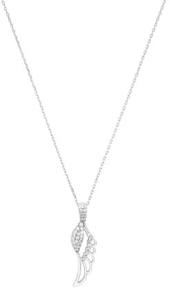 Amor Kette mit Anhänger 925 Sterling Silber Damen Halsschmuck, mit Zirkonia synth., 45 cm, Silber, Flügel, Kommt in Schmuck Geschenk Box, 9609222