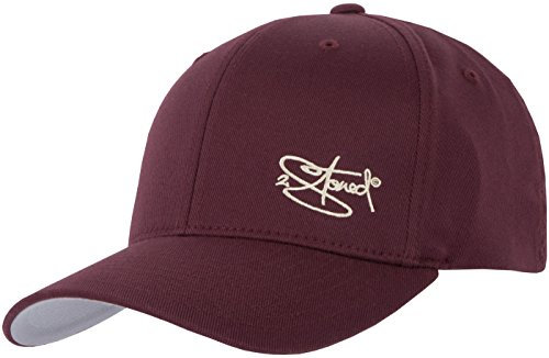 2Stoned Flexfit Baseball Cap Classic Bordeaux mit Stick Größe S/M (56 cm - 58 cm) für Damen, Herren und Jugendliche
