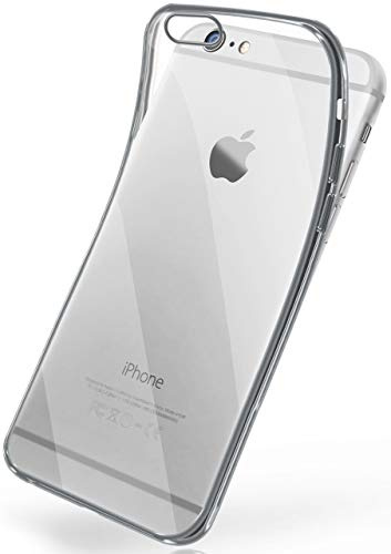moex Transparente Silikonhülle im Chrome-Style kompatibel mit iPhone 6s / iPhone 6 | Flexibler Schutz mit Hochglanz Metallic Rahmen, Silber