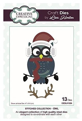 Lisa Horton The Stitched Collection Owl Die, Metal, Silver, 25 x 18 x 0.8 cm