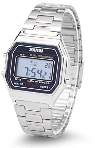 Montre-Bracelet Électronique, Étanch Rétro-éclairage LED, Rectangulaire avec Armature en Acier Inoxydable, 3 Couleurs Watches Montre Homme Watches Montre Homme