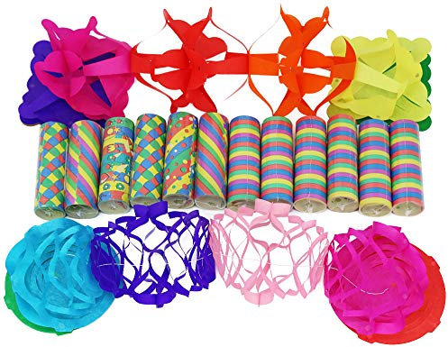 com-four® 14-teiliges Party Deko Set mit Luftschlangen und Girlanden für z.B. Geburtstage oder Silvester (14-teilig - Partydeko-Set)