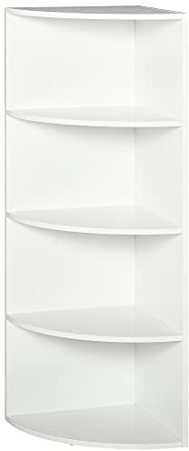 HOMCOM Eckregal Standregal Bücherregal Dekoregal Blumenregal Holzregal fächerförmig 4 Fächer Weiß 39,5 x 39,5 x 120 cm