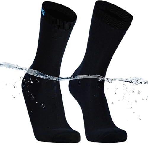 DexShell Unisex Ultra Thin Crew wasserdichte Socken, Schwarz, L