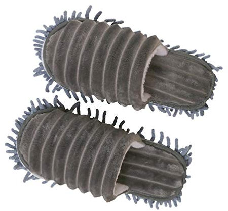 1 par de zapatillas de mopa para hombres y mujeres, unisex, para limpieza de pisos, zapatillas de limpieza de polvo, tamaño L 42-44 (gris)