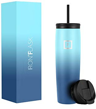 IRON °FLASK Nomad Tumbler - 825 ml, 2 Lids (Straw/Flip), Vacuum Insulated Stainless Steel Bottle, Double Walled, Thermo Coffee Travel Mug, Water Metal Canteen