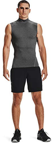 Under Armour Men's HeatGear Armour Compression Mock Sleeveless, Carbon Heather (090)/Black, X-Large