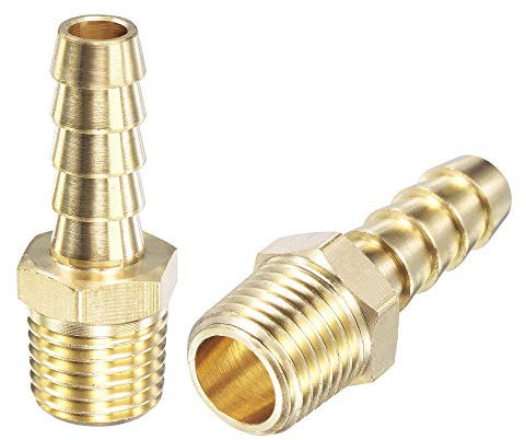 sourcing map Brass Hose Barb Fitting Straight 5/16 Inch x NPT 1/4 Male Thread Pipe Connector for Water Air Fuel Tube 2pcs
