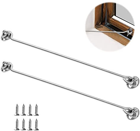 Kabinenhaken Edelstahl,2 Stück Sturmhaken,Kabine Haken mit 8 Stücke Montage Schrauben,Vintage Edelstahl Sturmhaken,Auge Tür Riegel Fenster Fang Kabine Tür Tor Sperren,Türhaken Fensterriegel (Silber)
