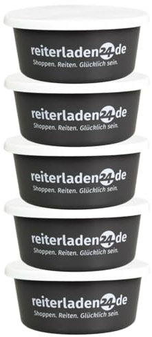 RL24 - Leckerlischale | Müslischale mit Deckel für Pferde | Futterschale zur Aufbewahrung von Leckerli & Pferdefutter | Leckerli-Dose in Grau | 5 Schalen á 5l (5er Set) | Pferdezubehör