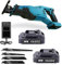 ANUPTTA® 18V Akku Säbelsäge, Reciprosäge Ersatz für Makita mit 4 Stück Sägeblatt variable Geschwindigkeit von 0 bis 3000 SPM, für Holz & Metall & Aluminium (mit 2X 3,0Ah Akku Li-Ion und Ladegerät)