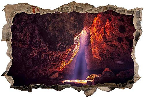 Wandaufkleber 3D Spiegel Ansicht Durchbrechen Die Mauer Vinyl Wandsticker Lichtschacht in der Berghöhle Entfernbarer Diy Vinyl Wandtattoo Für Wohnzimmer, Schlafzimmer,Kinderzimmer 80x120cm