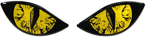 BIKE-label - Adesivo 3D a forma di occhi malvagi per auto, moto, o casco, pellicola catarifrangente, giallo, X910066VA