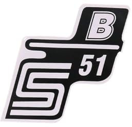 2EXTREME Schriftzug S51 B Folie/Aufkleber weiß kompatibel für Simson S51 / S51 Enduro Moped