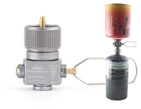 Campingmoon Gaskartuschen Adapter Gas Nachfülladapter Butan Schraubventil Adapter Campingkocher Adapter Kraftstoff-Transfergerät für Rucksackreisen Lindal Ventil Kanister mit Entlüftungsfunktion