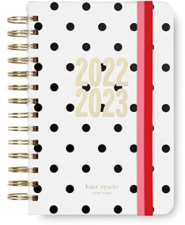 Kate Spade New York 2022-2023 Planner Weekly and Monthly, Medium Planner Dated August 2022 - December 2023, Hardcover Agenda, Day Planner with Stickers, Pockets, and Spiral Binding, Cabana Dot