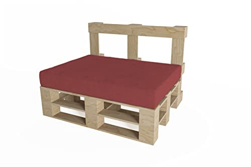 chilly pilley Palettenkissen Waschbar Gartenkissen für EU Paletten Palettenpolster Bezug abnembar mit Reißverschluss viele Farben und Größen (Sitzkissen120x60x15 dunkelrot)
