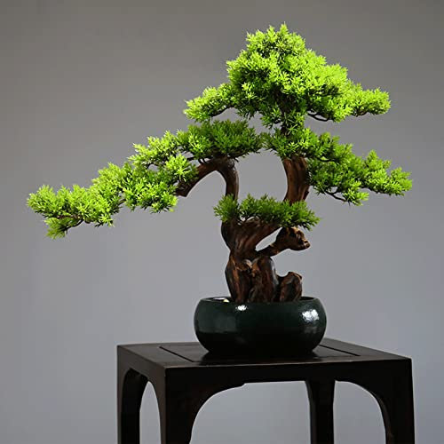 Saturey Gefälschten Baum anzeigen Künstliche Pflanzen Bonsai Topfpflanzen, Mini Simulation Kieferwerk Topfpflanze for Home Decoration Desktop Display Garten Dekor Buchregal-Dekor-Ornamente