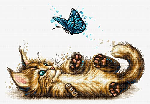 Luca-S Cross Stitch Kit Playful Kitten B7013