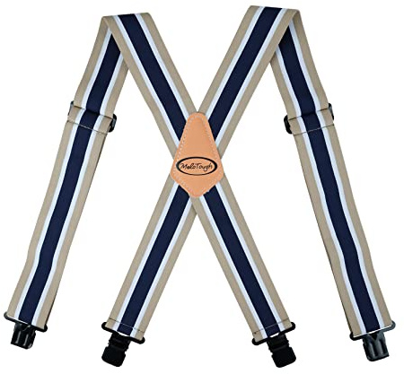 MELOTOUGH Herren-Hosenträger 50 mm breit, verstellbar und elastisch, X-Form mit sehr starken Clips – strapazierfähig, grün, One size