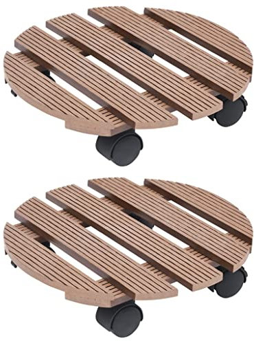 INLIFE Lot de 2 rouleaux de plantes Marron Ø 30 x 7,5 cm WPC