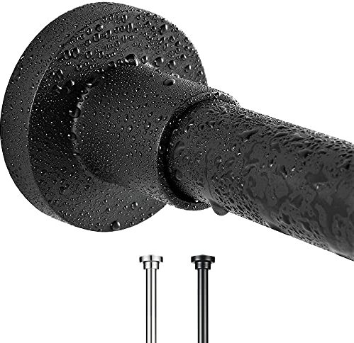Bastoni per tende a tensione, estensibili fino a 40-60 cm, senza trapano e antiruggine, per bagno, colore: nero