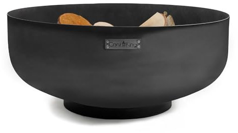 Cook King Feuerschale Palermo XXL aus Stahl | Ø 80x35 cm, Schwarz | Zeitloses Design | Handgefertigt in Europa | Windgeschützt