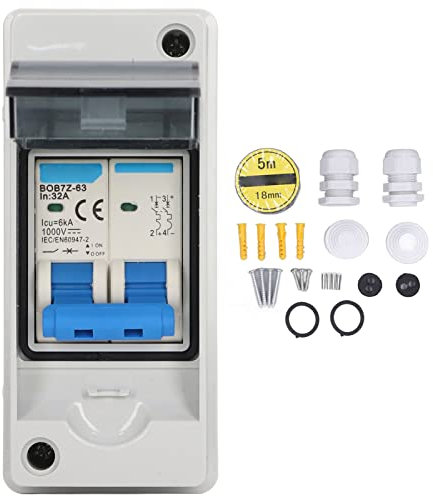 2P 32A 1000V DC Disjoncteur, 6KA IP65 Étanche DC Isolateur Commutateur Solaire Disconnect Switch pour Panneau Solaire PV Système