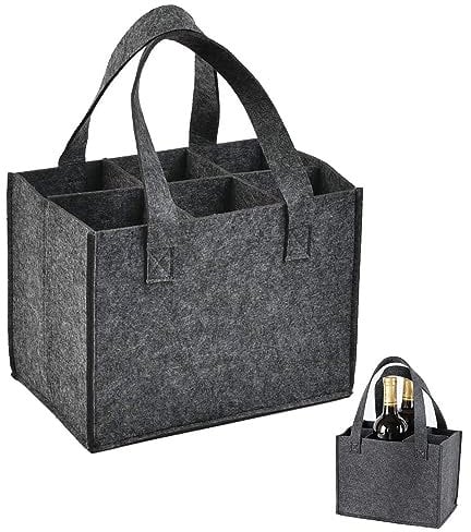 Flaschenträger 6 Flaschen - Wiederverwendbare Flaschentasche, Flaschentasche Filz, Flaschenkorb, Männerhandtasche, Bierträger, Getränketräger für Party Reise Picknick