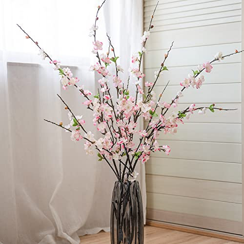 HyeFlora Lot de 4 branches de cerisier artificielles de 119,4 cm de long, arrangement de fleurs artificielles pour vase de sol, décoration de maison, mariage, cuisine, fête (rose)